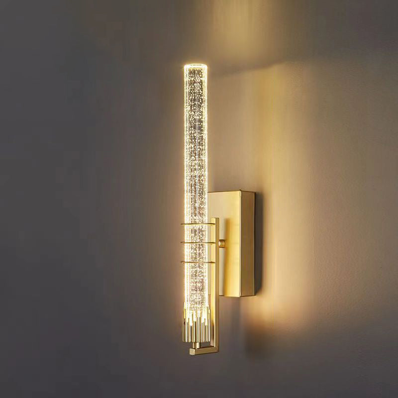 Applique murale contemporaine en fer cylindrique de luxe en cristal LED pour salon 