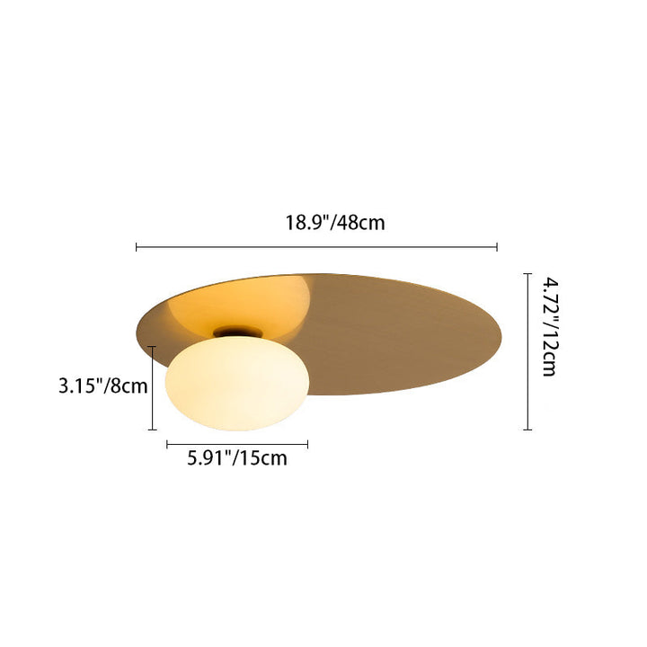 Lumière de plafond LED encastrée en verre avec matériel ovale minimaliste moderne pour salon 