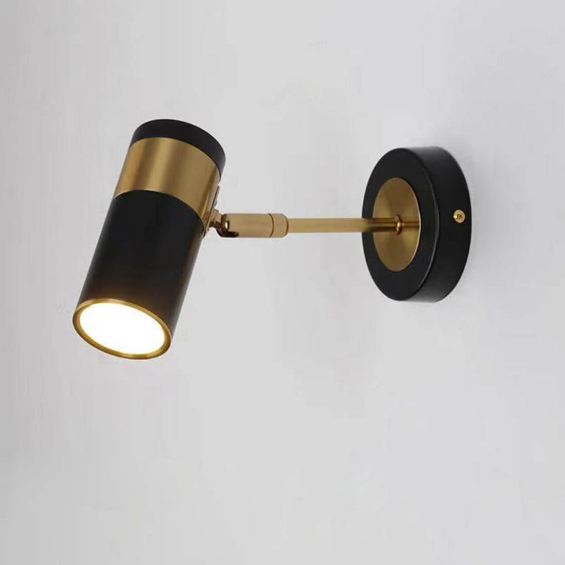 Contemporary Scandinavian Cylinder Hardware Iron Acrylic 1-Light Wall Sconce Lamp For Bedroom