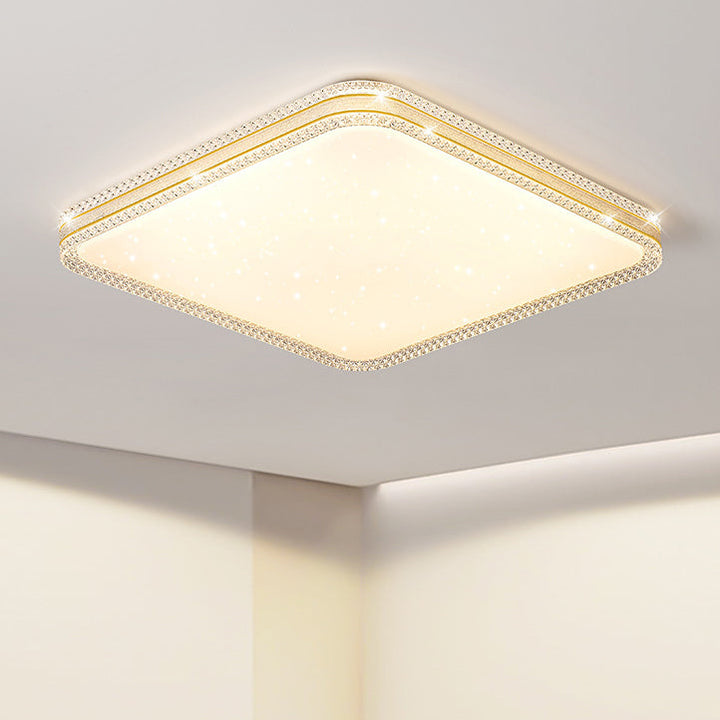 Contemporary Scandinavian Iron Acrylic Round Square Acrylic Skeleton Border LED Flush Mount Ceiling Light For Living Room