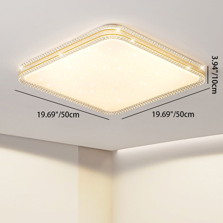 Contemporary Scandinavian Iron Acrylic Round Square Acrylic Skeleton Border LED Flush Mount Ceiling Light For Living Room