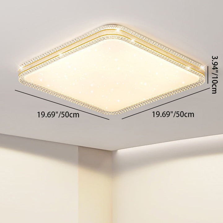 Contemporary Scandinavian Iron Acrylic Round Square Acrylic Skeleton Border LED Flush Mount Ceiling Light For Living Room