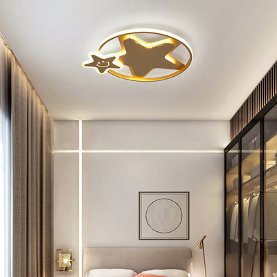 Moderne Luxus Eisen Acryl Runde Krone Herz Stern Berg LED Unterputz Deckenleuchte für Schlafzimmer 