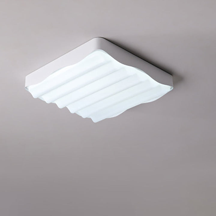 Luz de techo LED montada al ras de hierro acrílico cuadrado geométrico con textura de ondas de agua minimalista moderna para dormitorio 
