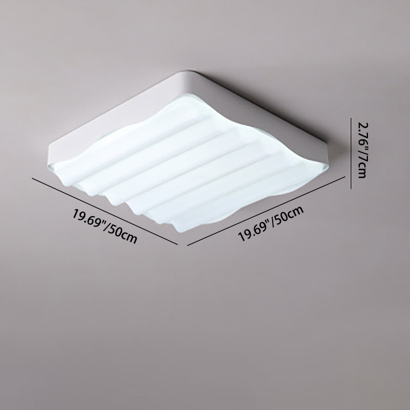Luz de techo LED montada al ras de hierro acrílico cuadrado geométrico con textura de ondas de agua minimalista moderna para dormitorio 