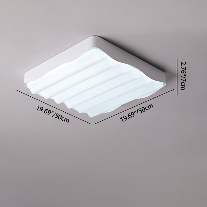 Luz de techo LED montada al ras de hierro acrílico cuadrado geométrico con textura de ondas de agua minimalista moderna para dormitorio 
