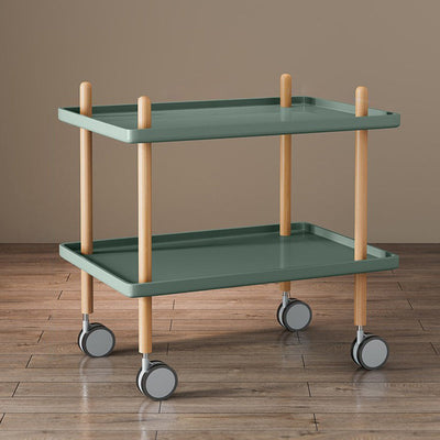 Table basse moderne minimaliste carrée en PP avec plateau en bois massif et métal à 2 étagères pour salon 