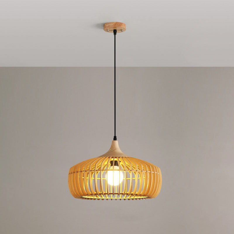 Lanterne ronde vintage traditionnelle en bois 1 lumière pour salon 
