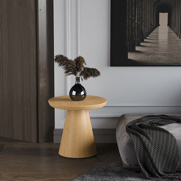 Moderner minimalistischer runder Couchtisch aus Massivholz und Sperrholz für das Wohnzimmer 