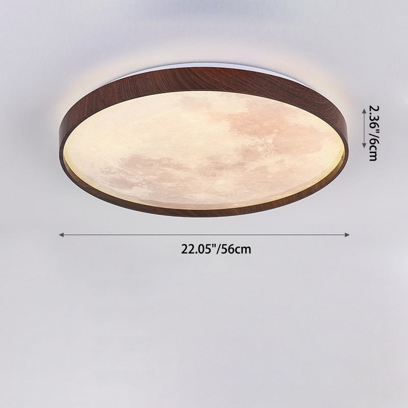Zeitgenössische skandinavische Eisen-Plastikrunde Mond-LED-Unterputz-Deckenleuchte für Wohnzimmer 