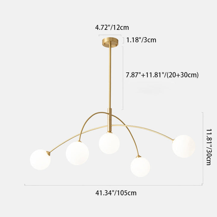 Plafonnier moderne minimaliste à ligne courbe en fer et verre à 5 lumières pour salon 