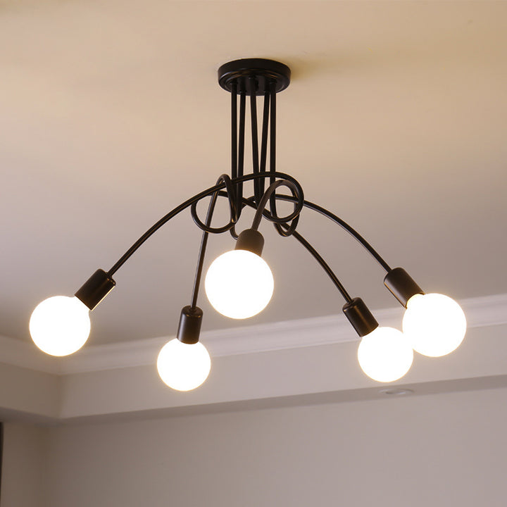 Zeitgenössischer kreativer Kronleuchter aus gebogenem Eisen mit 3/5 Lichtern für Wohnzimmer 