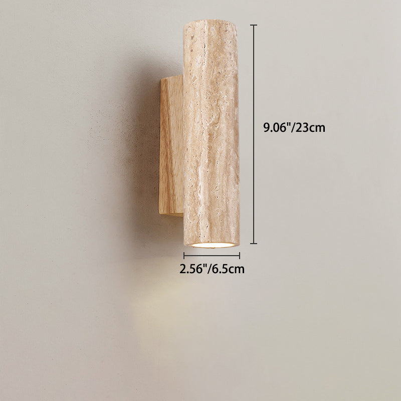 Traditionelle japanische Dolomitholz-Würfelzylinder-Wandleuchte mit 1 Licht für das Bett 