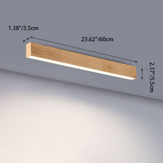 Modern Minimalist Wood Grain Aluminum Strips LED Flush Mount Ceiling Light