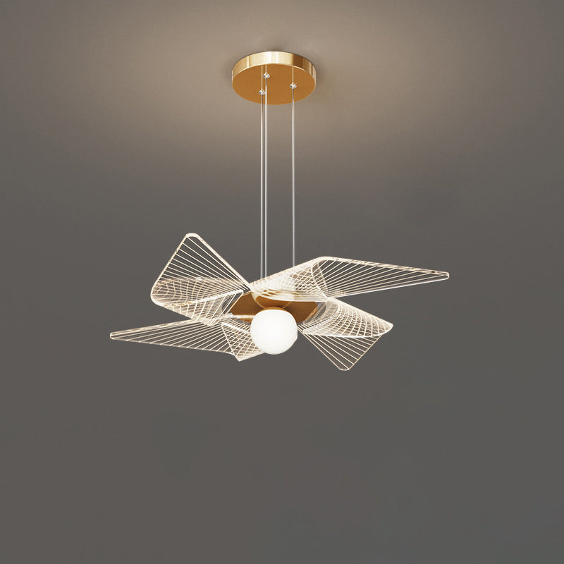 Modern Art Deco Pinwheel Shape Acrylic Iron LED Chandelier For Bedroom