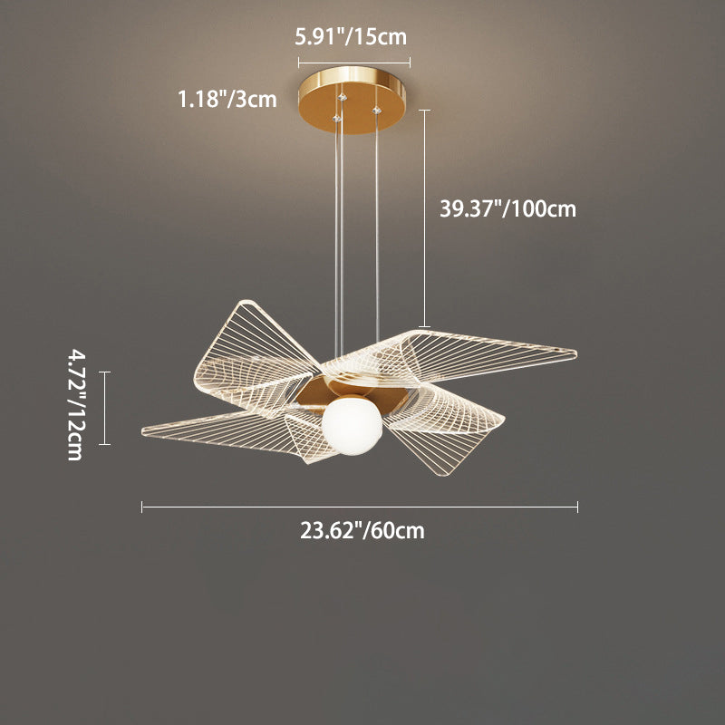 Moderne Art Deco Windrad Form Acryl Eisen LED Kronleuchter Für Schlafzimmer 