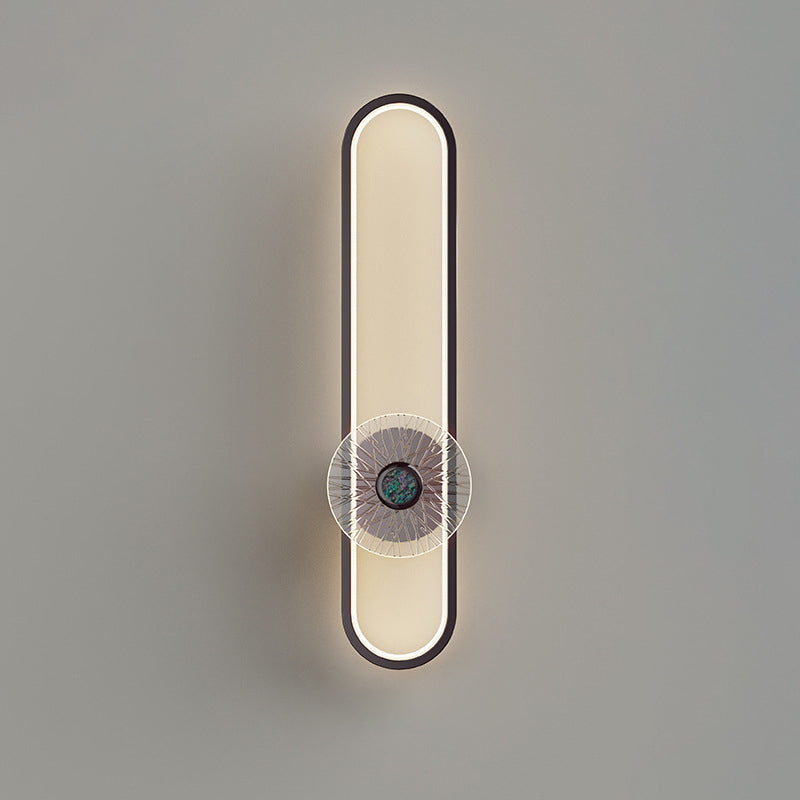Moderne minimalistische lange ovale Hardware Aluminium LED Wandleuchte Lampe für Wohnzimmer 