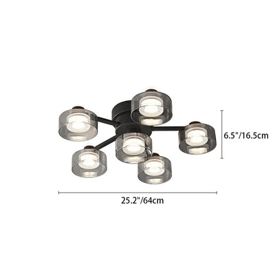 Moderne minimalistische runde Kupfer Acrylglas LED Semi-Flush Mount Deckenleuchte für Wohnzimmer 