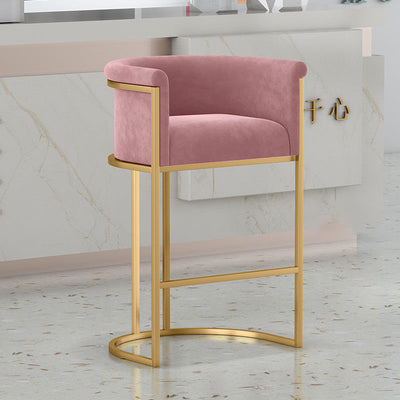 Dossier de chaise en velours métallique demi-rond nordique contemporain avec accoudoirs pour salle à manger 