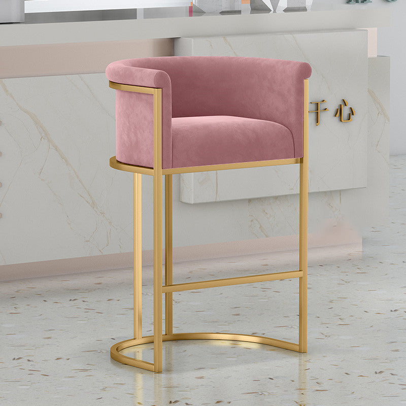 Dossier de chaise en velours métallique demi-rond nordique contemporain avec accoudoirs pour salle à manger 