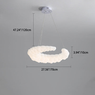Moderner minimalistischer Crescent PE-Eisen-LED-Kronleuchter für Schlafzimmer 