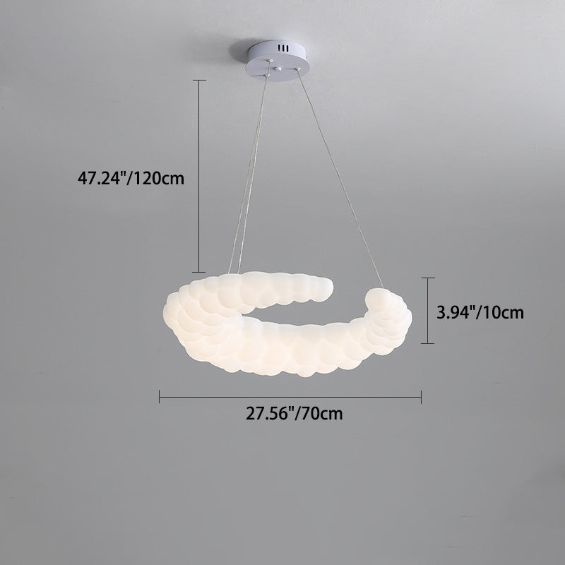 Moderner minimalistischer Crescent PE-Eisen-LED-Kronleuchter für Schlafzimmer 
