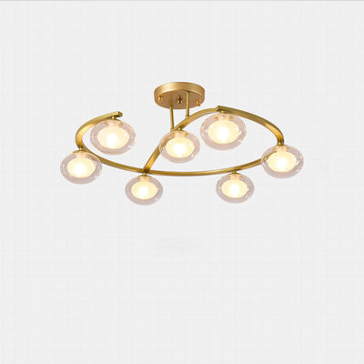 Zeitgenössischer Luxus-Hardware-Rahmen Glaskugelschirm 7-Licht Kronleuchter für Schlafzimmer 