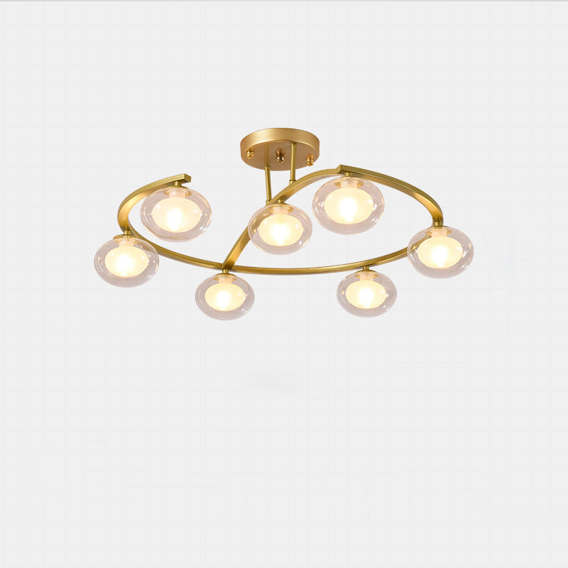 Zeitgenössischer Luxus-Hardware-Rahmen Glaskugelschirm 7-Licht Kronleuchter für Schlafzimmer 