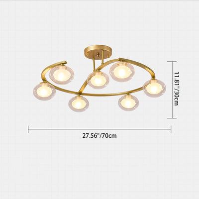 Zeitgenössischer Luxus-Hardware-Rahmen Glaskugelschirm 7-Licht Kronleuchter für Schlafzimmer 