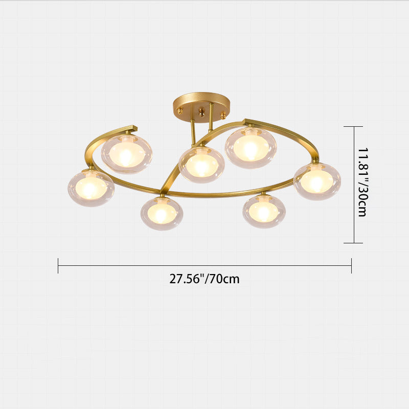 Zeitgenössischer Luxus-Hardware-Rahmen Glaskugelschirm 7-Licht Kronleuchter für Schlafzimmer 