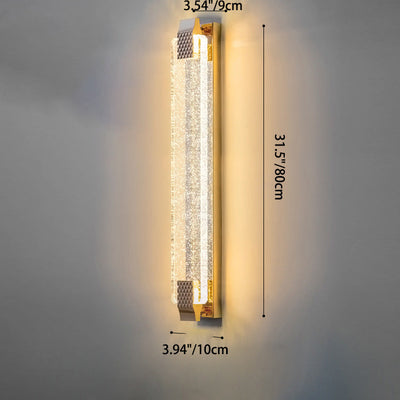 مصباح حائط LED من الفولاذ المقاوم للصدأ بظل كريستالي مستطيل مبهر مع نسيج فقاعي للغرفة المعيشية 