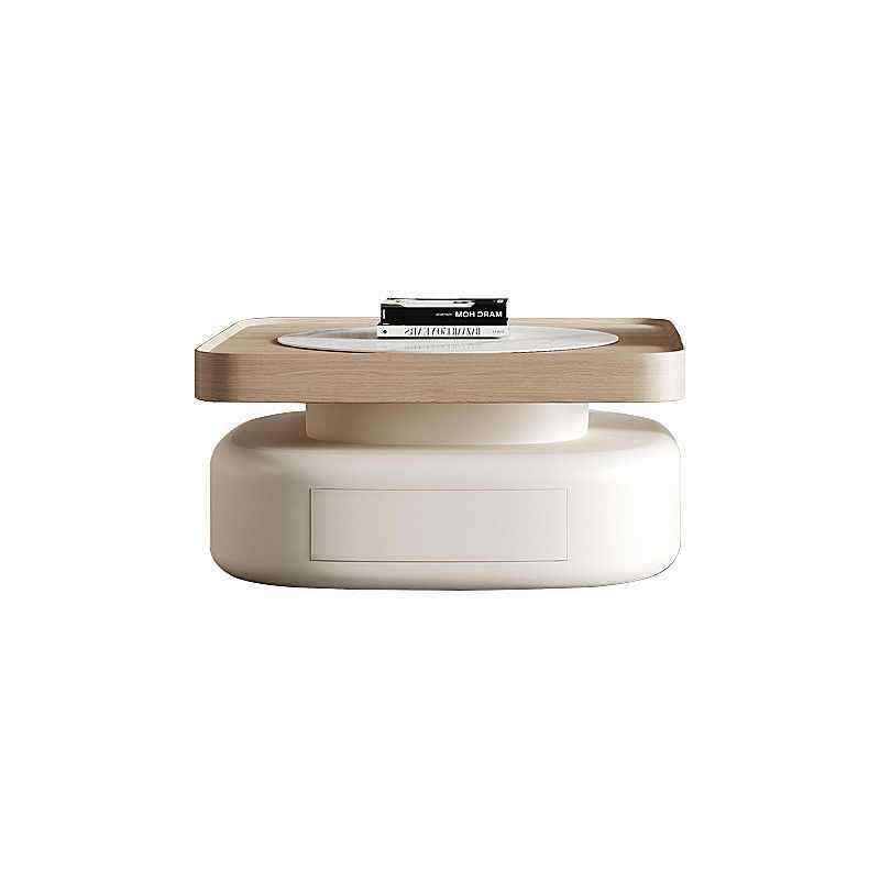 Mesa Auxiliar Moderna de Lujo Cuadrada Ovalada con Panel de Roca de Acero Inoxidable de 1 Nivel para Sala de Estar 
