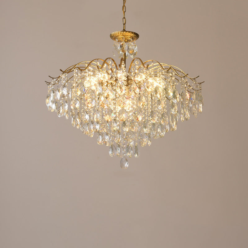 Contemporary Scandinavian Branch Crystal Iron 6/10/11/14 Light Chandelier For Bedroom