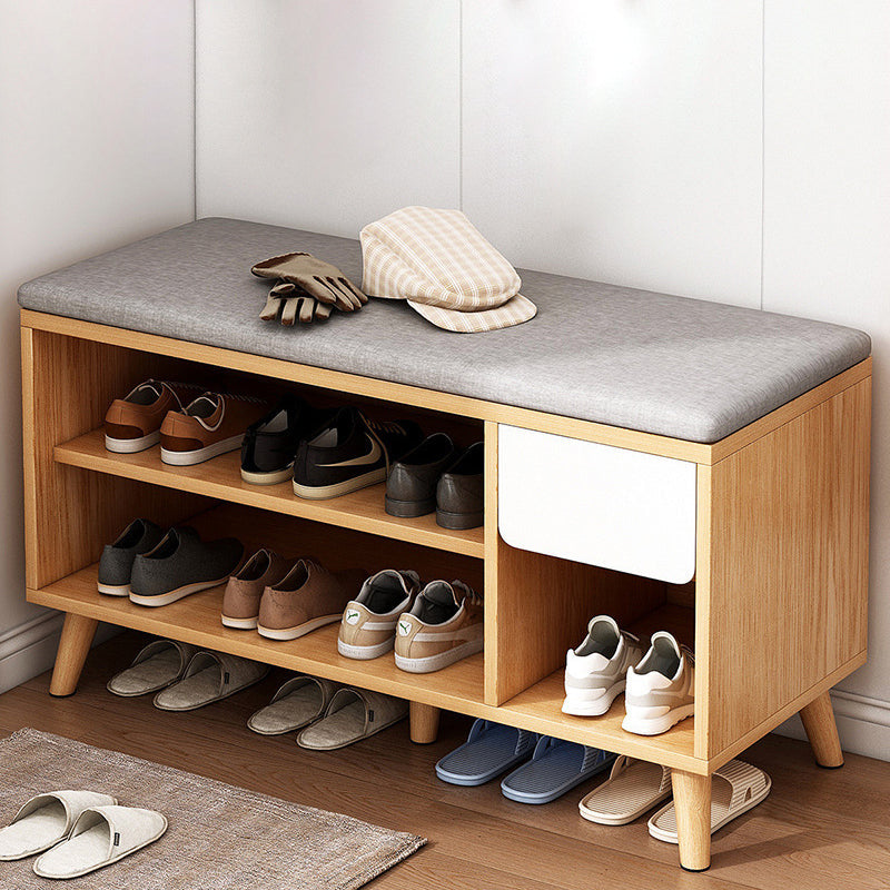 Rangement de chaussures en bois massif en lin de coton scandinave contemporain 2-rangements pour entrées 