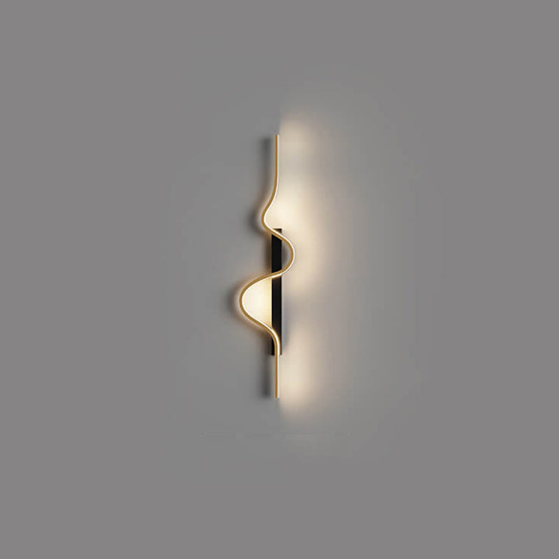 Modern Minimalist Long Wave Design Aluminum LED Wall Sconce Lamp For Living Room