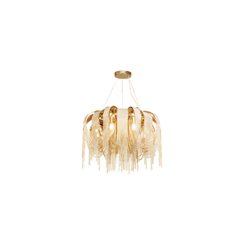 Modern Luxury Iron Aluminum Chain Tassel 6/8/10/12/15 Light Chandeliers For Hallway