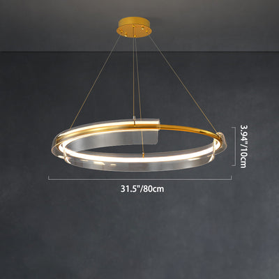 Zeitgenössischer nordischer Kreis-Rundrohr-Aluminium-Acryl-LED-Kronleuchter für Wohnzimmer 