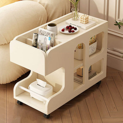 Mesa Auxiliar de Madera con Panel de Densidad Rectangular Desmontable Minimalista Moderna de 2 Niveles para Sala de Estar 