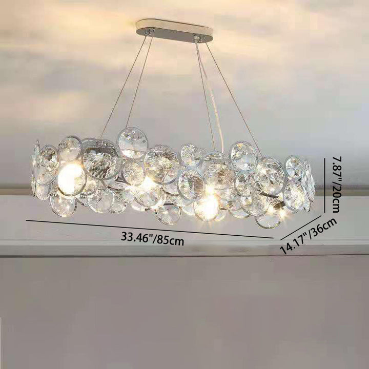 Lustre moderne de luxe à disques en cristal à niveaux, abat-jour rond en acier inoxydable, 8/12 lumières pour salon 