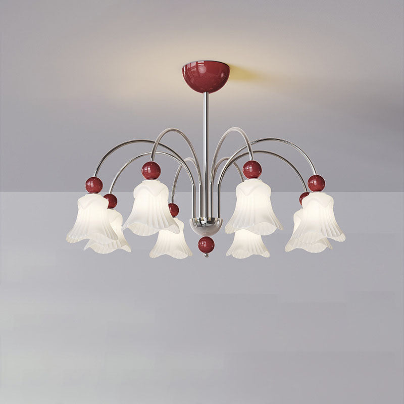 Moderne nordische Eisen-Glas-Blumenförmige Kugel 3/8-Licht-Kronleuchter für Wohnzimmer 