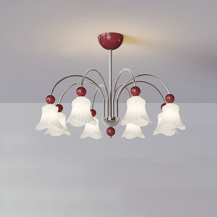 Moderne nordische Eisen-Glas-Blumenförmige Kugel 3/8-Licht-Kronleuchter für Wohnzimmer 