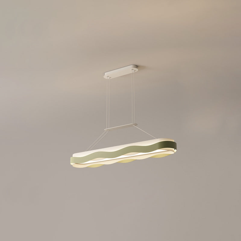 Moderne minimalistische Rechteck Welle Eisen Hardware Acryl LED Insel Licht Kronleuchter für Esszimmer 