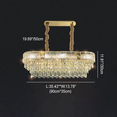 French Luxury Oval Crystal String Hardware 10/11/21-Light Chandelier