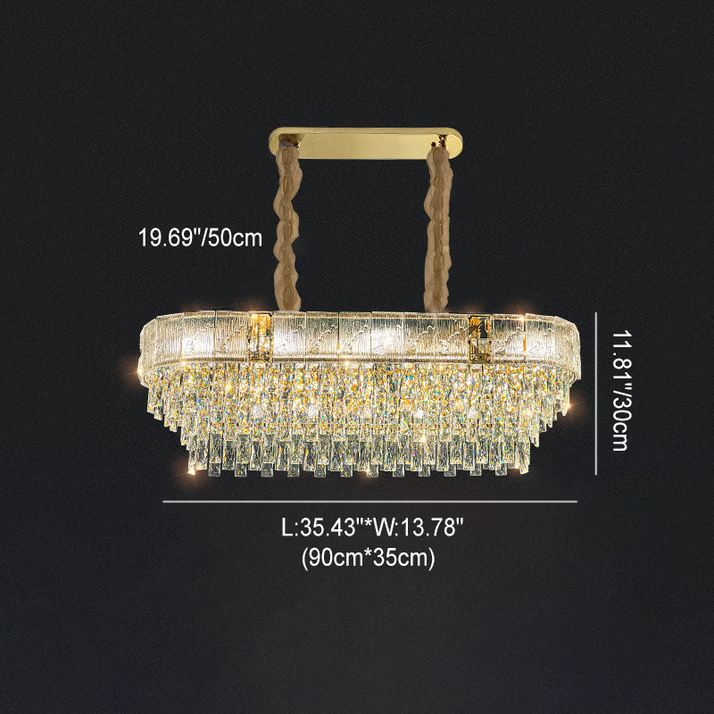 French Luxury Oval Crystal String Hardware 10/11/21-Light Chandelier