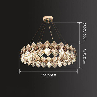 Lustre contemporain en cristal de luxe avec matériel plaqué en cercle de diamant 5/6/7/8/10/14 lumières pour salon 