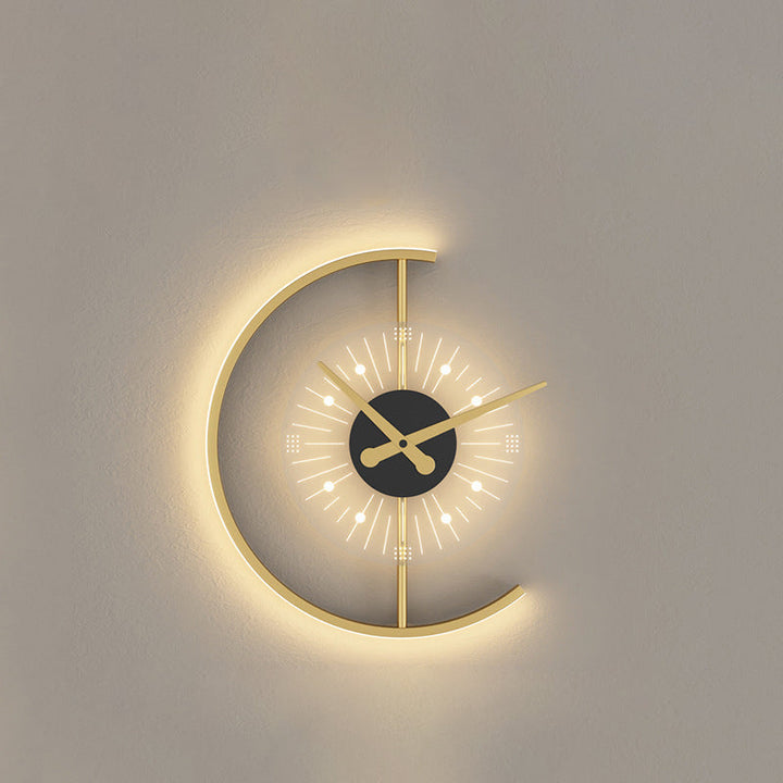 Zeitgenössische Nordic Eisen Acryl Uhr Design LED Wand Leuchte Lampe Für Wohnzimmer 