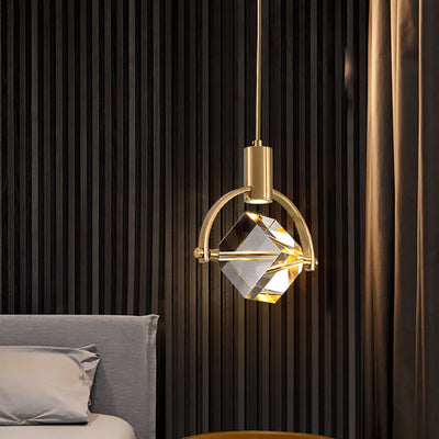 Moderne einfache Eisen-Kupfer-Quadrat-Kreis-Langlinien-1-Licht-Pendelleuchte 