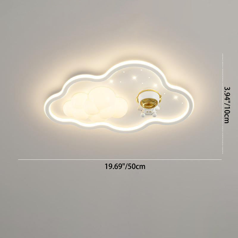 Plafonnier LED en fer pour enfants Art déco moderne en forme de nuage arc-en-ciel semi-circulaire astronaute pour chambre à coucher 