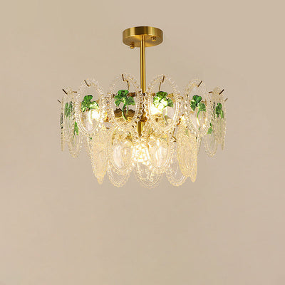 Lustre à 6 lumières en verre avec matériel ovale rond moderne de luxe pour salon 