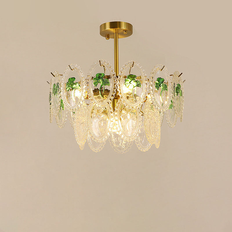 Lustre à 6 lumières en verre avec matériel ovale rond moderne de luxe pour salon 